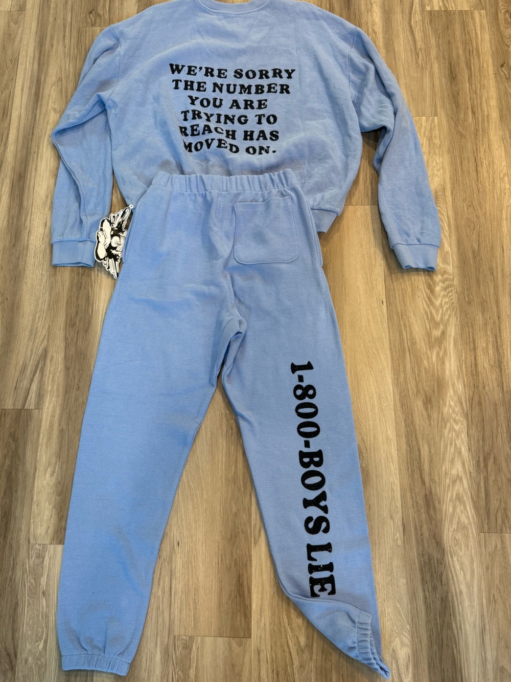 Boys Lie Light Blue Graphic Sweatshirt/jogger set - Picture 3 of 4